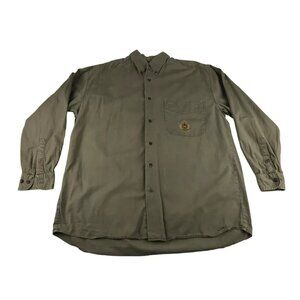 Hunting‎ Horn Mens Brown Long Sleeve Pockets Button Up Shirt Size Large